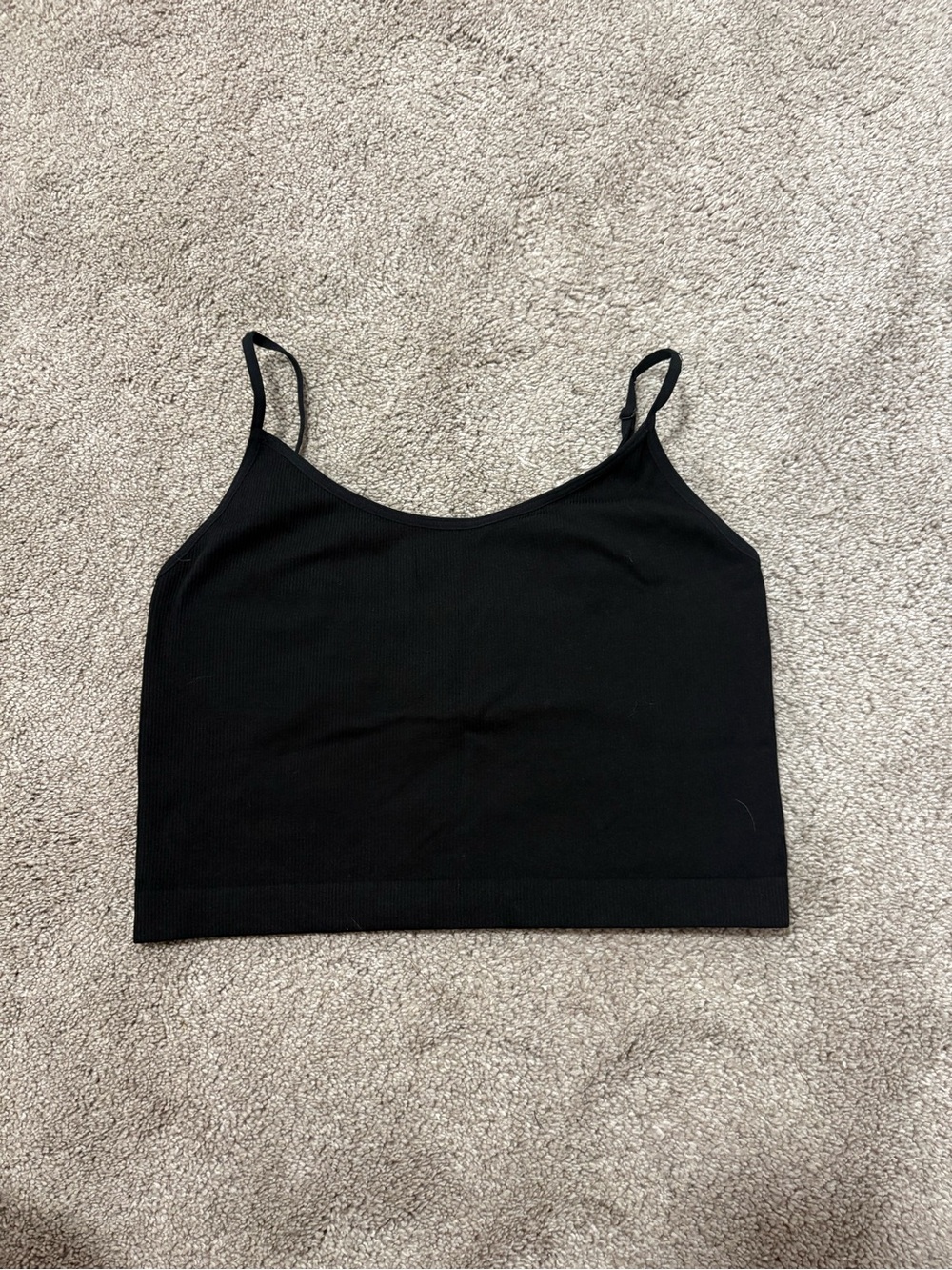 wild fable Black Ribbed Spaghetti-Strap Crop Camisole